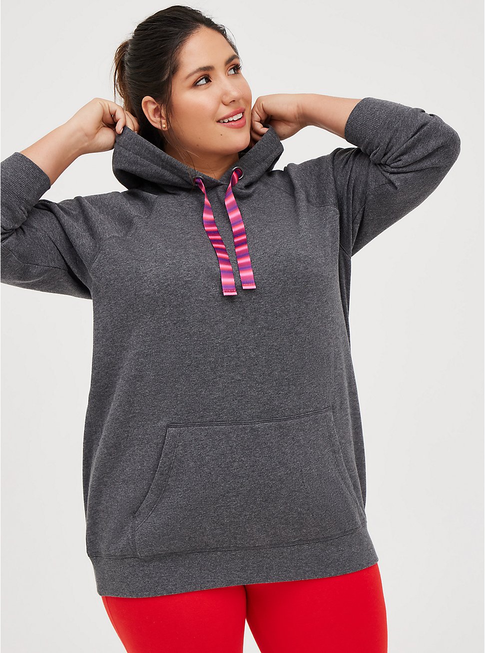 Plus Size Tunic Sweatshirt - Cozy Fleece Charcoal, CHARCOAL  GREY, hi-res