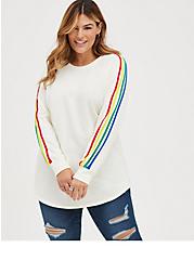 Tunic Sweatshirt - Cozy Fleece Rainbow Ivory, IVORY, hi-res