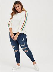 Plus Size Tunic Sweatshirt - Cozy Fleece Rainbow Ivory, IVORY, alternate