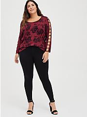 Strappy Sleeve Top - Super Soft Floral Wine , OTHER PRINTS, alternate