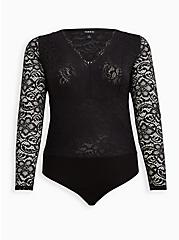 Bodysuit - Mesh & Lace Black , DEEP BLACK, hi-res