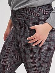 Plus Size Pocket Pixie Pant - Luxe Ponte Herringbone Red Grey, PLAID - GREY, alternate