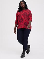 Plus Size Drop Shoulder Tee - Triblend Jersey Floral Red, OTHER PRINTS, alternate