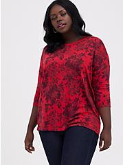 Plus Size Drop Shoulder Tee - Triblend Jersey Floral Red, OTHER PRINTS, hi-res
