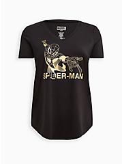 Plus Size V-Neck Active Top - Performance Cotton Marvel Spiderman, DEEP BLACK, hi-res