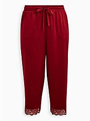 Sleep Pant - Dream Satin & Lace Crop Red, RED, hi-res