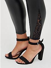 Plus Size Premium Legging - Faux Leather & Lace Side Black, BLACK, alternate