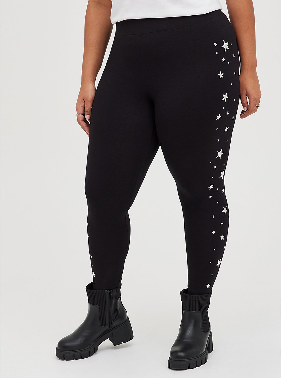 Premium Legging - Side Star Foil Black, BLACK, hi-res