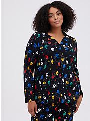 Plus Size Super Soft Button Through Long Sleeve Sleep Shirt, LIGHTS, hi-res