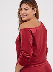 Plus Size Off Shoulder Sleep Sweatshirt - Velour Red, RED, alternate