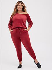 Plus Size Classic Fit Sleep Jogger - Velour Red, RED, alternate