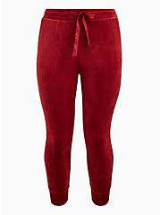 Plus Size Classic Fit Sleep Jogger - Velour Red, RED, hi-res