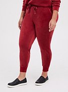 Plus Size Classic Fit Sleep Jogger - Velour Red, , hi-res