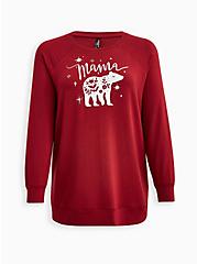 Sleep Tunic Sweatshirt - Fleece Mama Bear Red, RED, hi-res