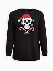 Plus Size Sleep Tunic Sweatshirt - Dream Fleece Holiday Skull Black, DEEP BLACK, hi-res