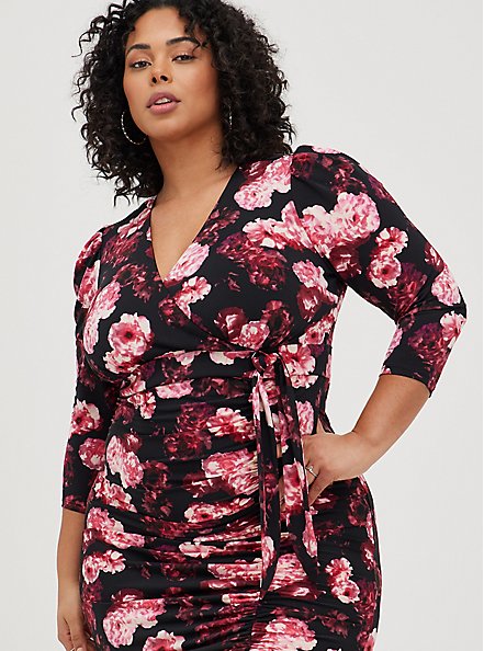 Plus Size Maxi Dress - Studio Knit Floral Black & Pink, FLORAL - MULTI, alternate