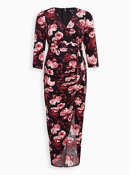 Plus Size Maxi Dress - Studio Knit Floral Black & Pink, FLORAL - MULTI, hi-res