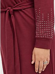 Pullover Mini Dress - French Terry Embellished Burgundy, ZINFANDEL, alternate