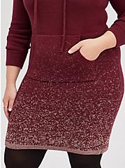 Lurex Sweater Mini Dress - Burgundy & Gold, , alternate