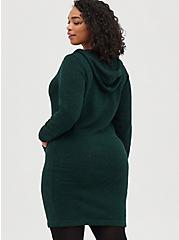 Plus Size Sweater Hoodie Mini Dress - Green, BOTANICAL GARDEN, alternate