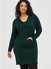 Sweater Hoodie Mini Dress - Green, BOTANICAL GARDEN, hi-res