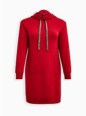 Pullover Hoodie Dress - Ultra Soft Fleece Red, JESTER RED, hi-res