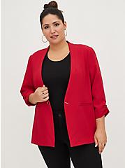 Plus Size Collarless Blazer - Red, JESTER RED, hi-res