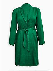 Sylvia Mollie Trench Coat - Satin Jacquard Green, GREEN, hi-res