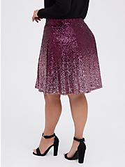 Plus Size Sequin Pleated Mini Skirt - Ombre Burgundy & Pink , MULTI, alternate