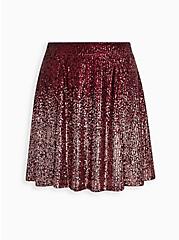 Plus Size Sequin Pleated Mini Skirt - Ombre Burgundy & Pink , MULTI, hi-res