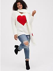 Chunky Pullover Tunic Sweater, WHITE, alternate