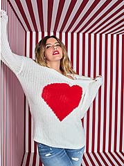 Slouch Tunic Sweater - Heart Ivory, MARSHMALLOW, hi-res