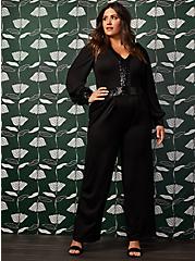 Plus Size Sylvia Mollie Jumpsuit - Ponte Sequin Trim Black, DEEP BLACK, alternate