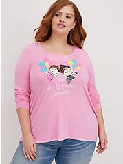 Plus Size Tunic Top - Super Soft Disney Up Carl & Ellie Balloon, PINK, hi-res