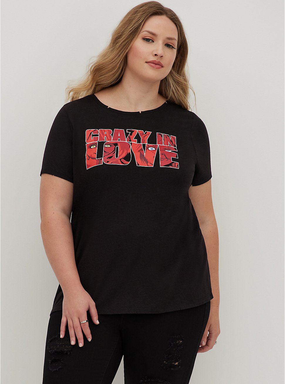 Plus Size Crazy In Love Top - Universal Chucky, DEEP BLACK, hi-res