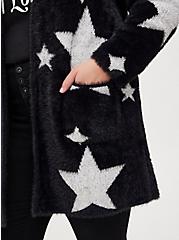 Plus Size Hooded Cardigan - Stars Black, MULTI, alternate