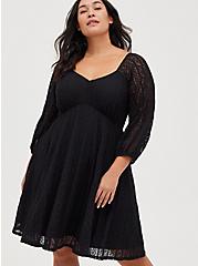 Fit & Flare Mini Dress - Lace Black, DEEP BLACK, alternate