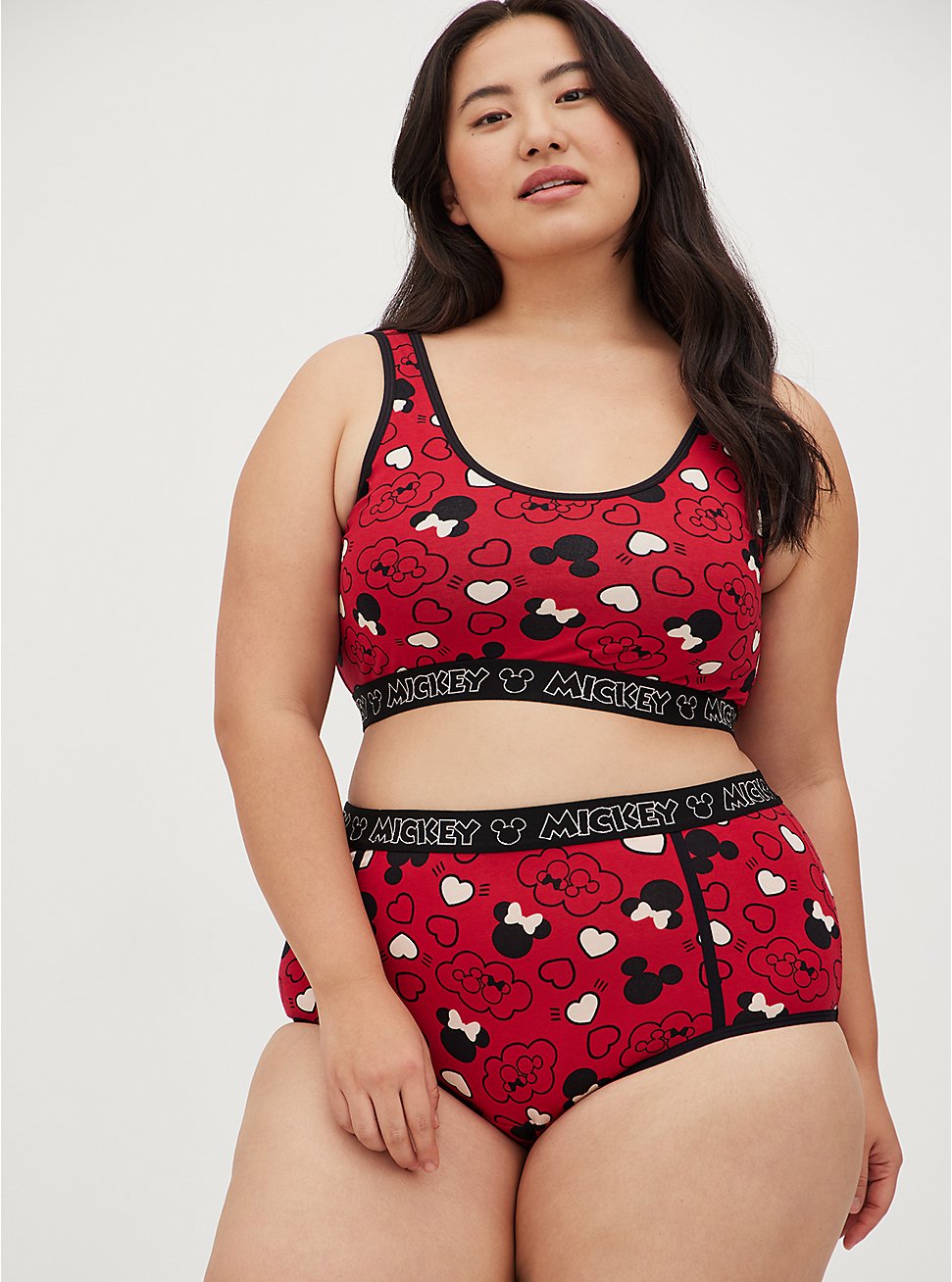 Plus Size Brief Panty - Cotton Disney Mickey Mouse I Heart Red, MULTI, hi-res