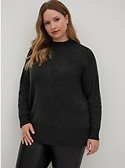 Drop Shoulder Tunic Sweater - Luxe Cozy Dark Grey, , alternate