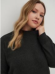 Plus Size Drop Shoulder Tunic Sweater - Luxe Cozy Dark Grey, , alternate