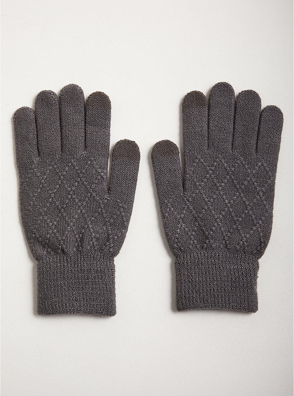 Knit Texting Gloves, GREY, hi-res