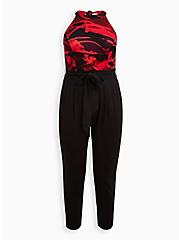 Plus Size Jumpsuit - Red & Black, RED  BLACK, hi-res