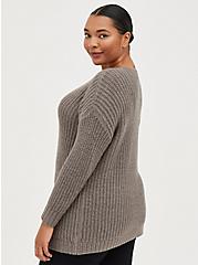 Slouchy Tunic Pullover Sweater - Bolt Grey, GREY, alternate