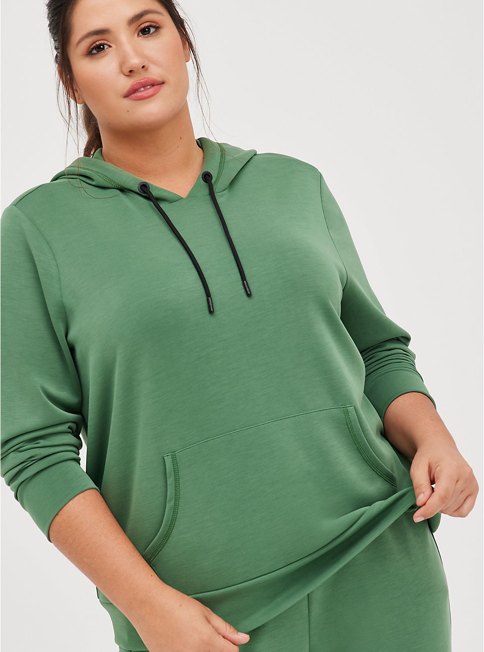 Plus Size Active Hoodie - Cupro Green, OLIVE, hi-res