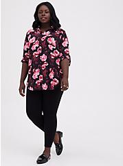 Plus Size Madison Tunic - Georgette Floral Black, FLORAL - BLACK, alternate