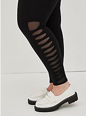 Premium Legging with Twisted Mesh Side - Black, BLACK, alternate