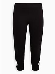 Plus Size Crop Premium Legging - Surplice Keyhole Side Detail Black, BLACK, hi-res