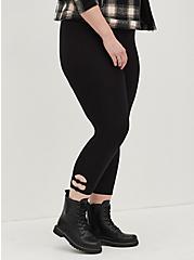 Plus Size Crop Premium Legging with Ankle Knot Detail - Black, BLACK, hi-res