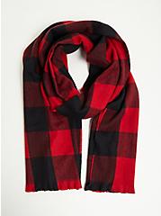 Plus Size Blanket Scarf - Buffalo Check Red & Black, , hi-res