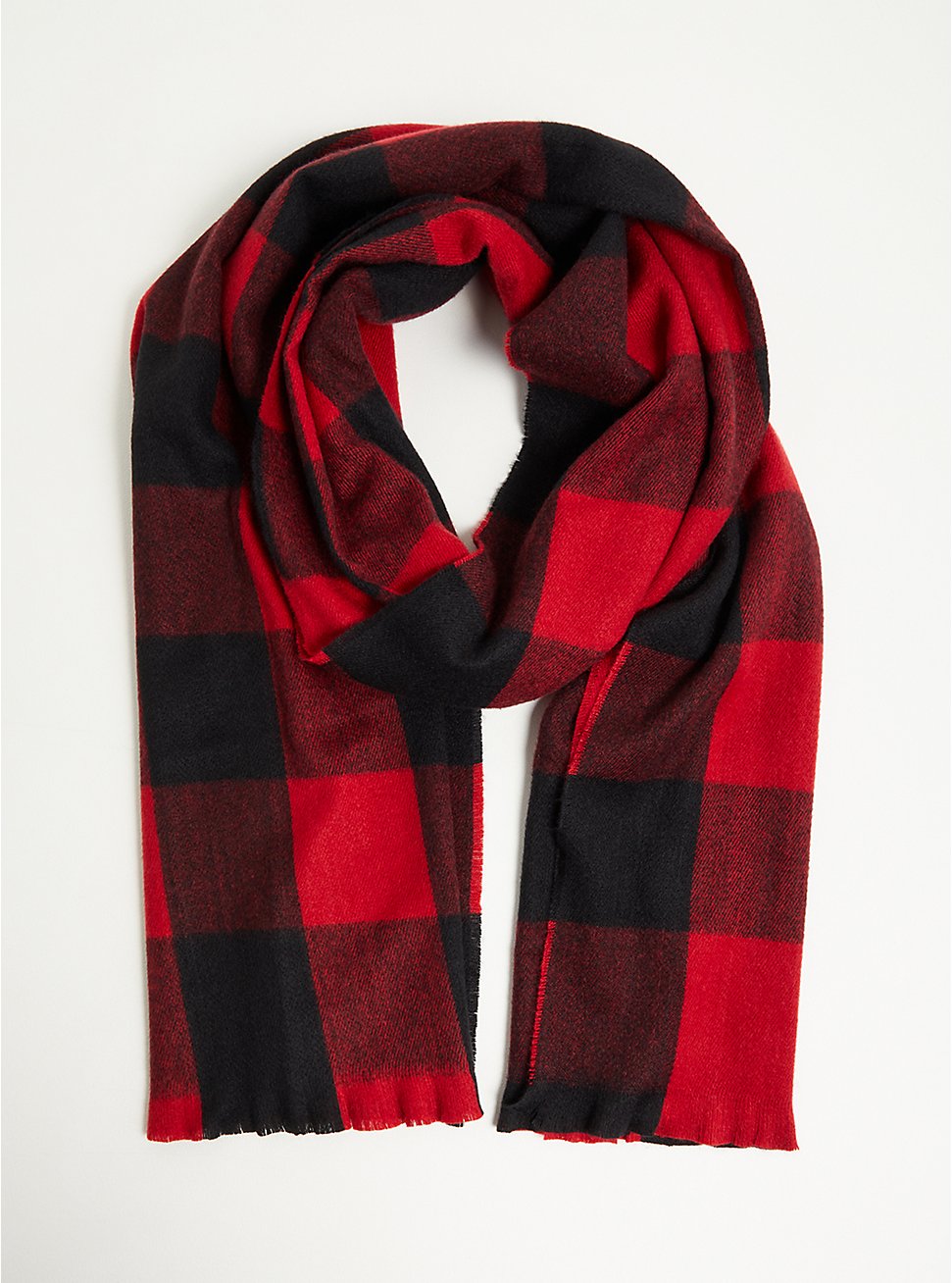 Plus Size Blanket Scarf - Buffalo Check Red & Black, , hi-res